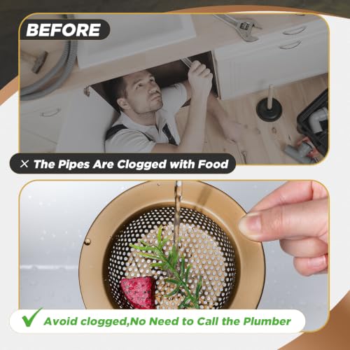 3 Pcs Sink Plug Stopper Disposal Drain Strainer (Champagne Bronze)