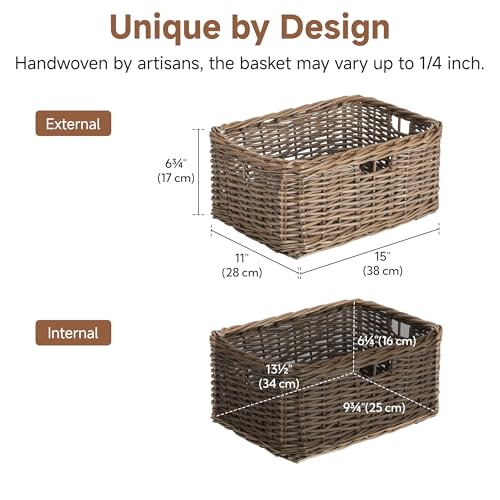 Pantry Baskets (Willow(Brown) / 15"L x 11"W x 6¾"H)