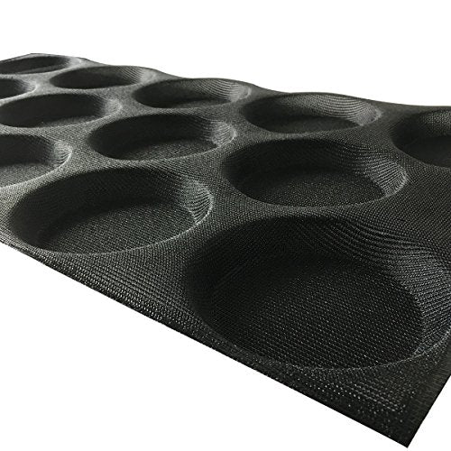 Silicone Hamburger Bread Forms Perforated Silicone Bakery Molds Tartlets Pita Moulds Sheets Food Grade for Industrial Large Size (14 Caves 5" Round Shape For Hamburger)
