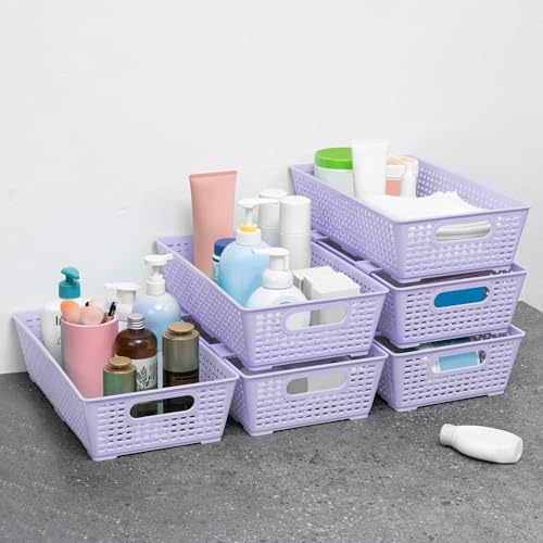 Stackable Woven Plastic Basket (Violet)
