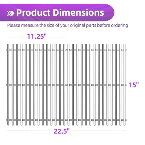 9MM 15" Stainless Steel Grill Grates for Weber Spirit E (15" Spirit 200)