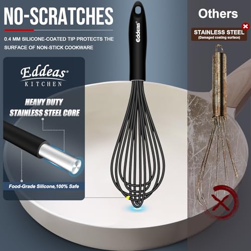 Whisks For Cooking Up To 500°F Silicone Whisk tool Non (3 Count)