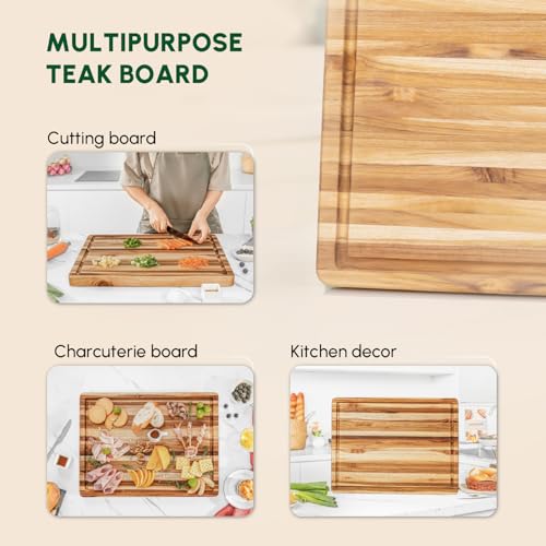 Teak Wood Cutting Board with Juice Groove (20"L x 15"W)
