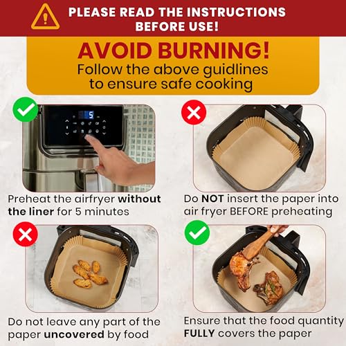 500Pcs Air Fryer Liners Disposable (8" Square)