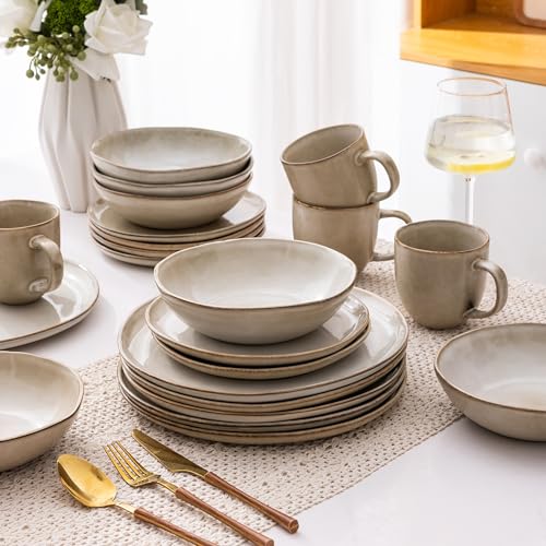 8.5’’ Ceramic Pasta Bowls Set of 6 (Set of 6 / Cappuccino)