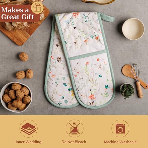 Double Oven Mitts 100% Cotton Double Oven Glove (005 - Colmar / 7" x 35" (Double Oven Mitt))