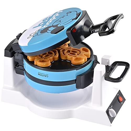 Disney Mickey & Minnie Double Flip Waffle Maker by Select Brands (White and Blue)