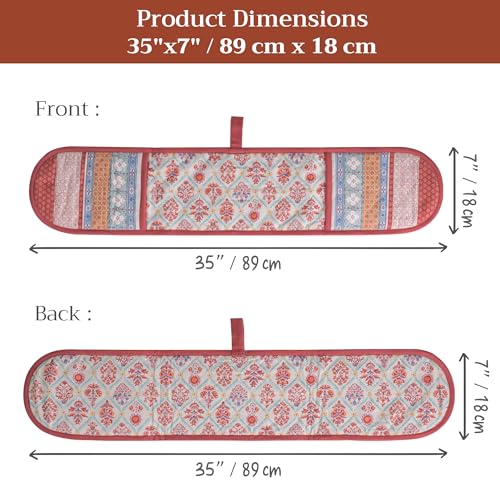 Double Oven Mitts 100% Cotton Double Oven Glove (025 - Romane / 7" x 35" (Double Oven Mitt))
