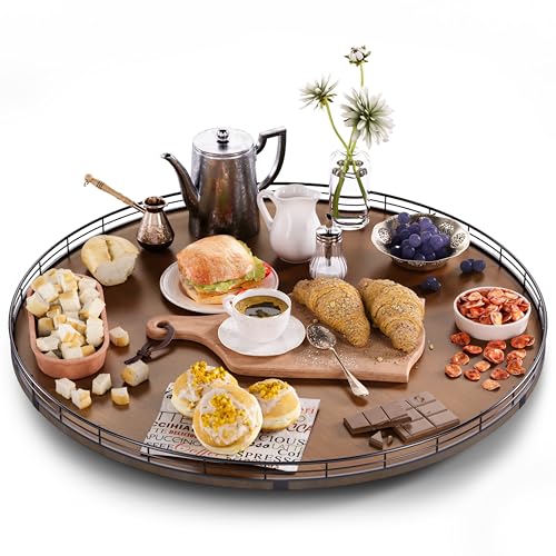 24 Inch Extra Large Farmhouse Oak Lazy Susan Organizer