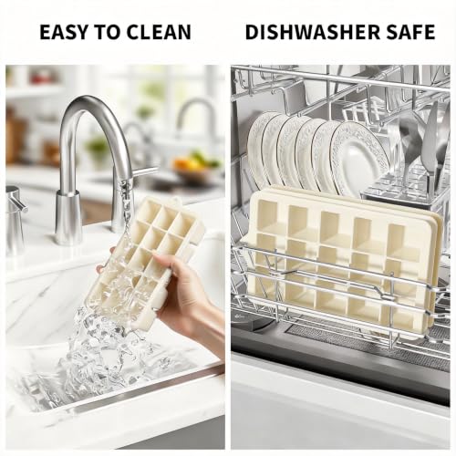 Silicone Ice Cube Tray 2 Pack (Ice Cube Tray 2 Pack / Beige+Beige)