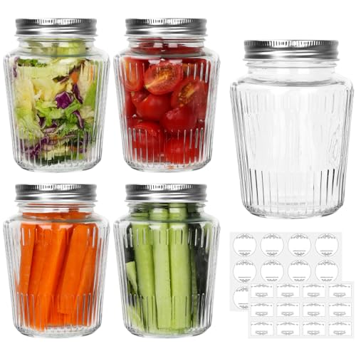 Glass Mason Jars with Lids (Vintage 16oz 4pack)