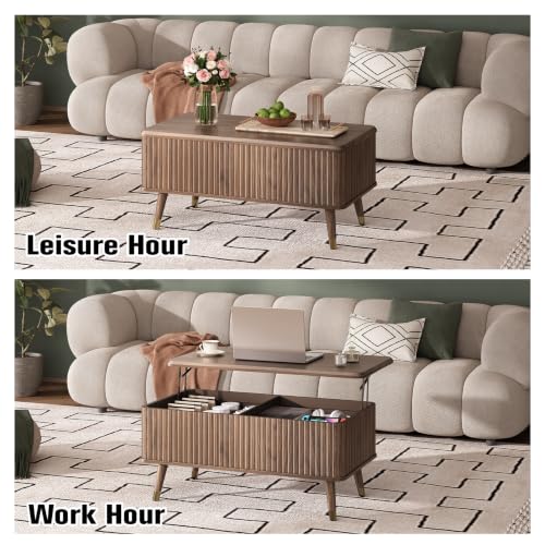Lift Top Coffee Table with Storage for Living Room (Espresso Walnut)