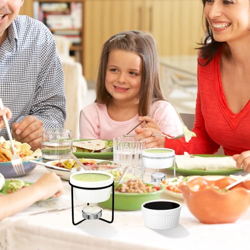 8 Pcs Ceramic Butter Warmers & 32 Tealight Candles (White/Black)