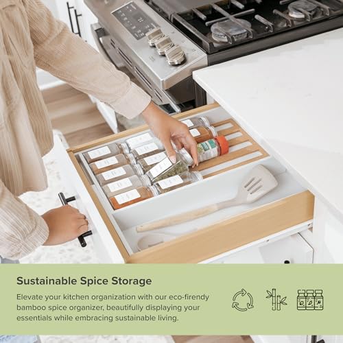 Expandable Spice Drawer Organizer (White Bamboo)