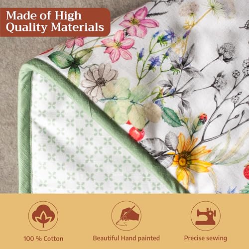 Double Oven Mitts 100% Cotton Double Oven Glove (035 - Printemps / 7" x 35" (Double Oven Mitt))