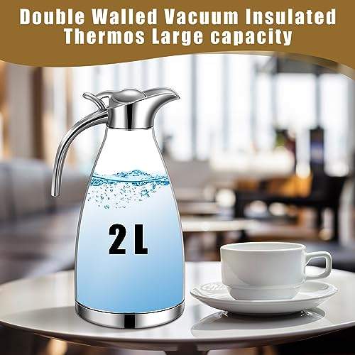2 Pcs 68oz Thermal Coffee Carafe for Keeping Hot (Silver)