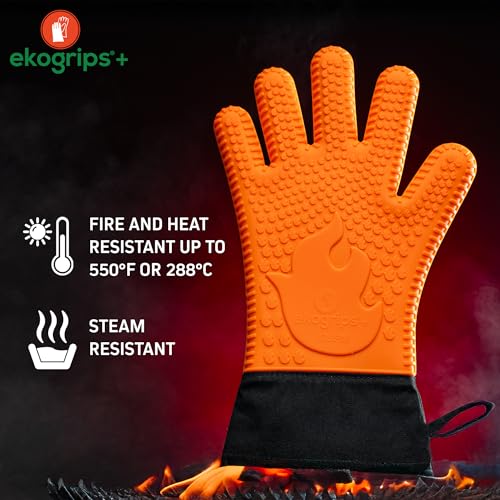 Ekogrips Plus Oven Gloves with Fingers (Orange / OSFM)