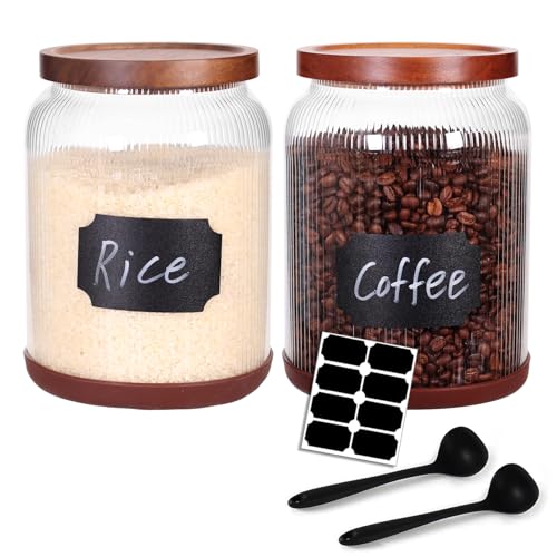 2 Pack Striped Borosilicate Glass Airtight Canisters (3/4 Gallon (Striped 2 pack))