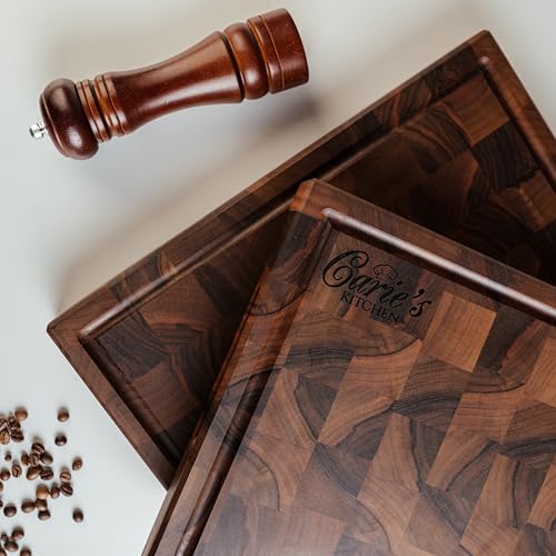 Handmade Personalized Walnut End Grain Cutting Board (18x12x2 Inches)