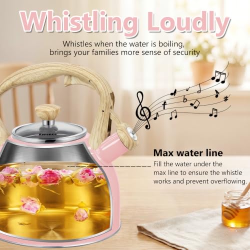 Whistling Tea Kettle for Stove Top (Pink)