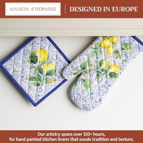 100% Cotton Oven Mitt & Pot Holder Set (030 - Citrus / 7.5" x 13" & 8" x 8" (Oven Mitt & Pot Holder))