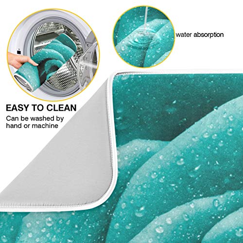 Super Absorbent Dish Drying Mat (Hipster Turquoise Rose Petals / 18" x 24")