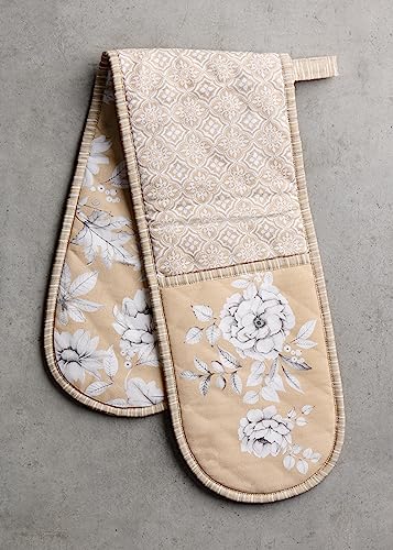 Double Oven Mitts 100% Cotton Double Oven Glove (040 - Pretty Autumn / 7" x 35" (Double Oven Mitt))