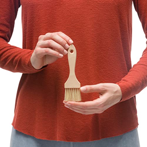 Natural Horsehair Flat Pastry Brush with Untreated Beechwood Handle (Single Unit)
