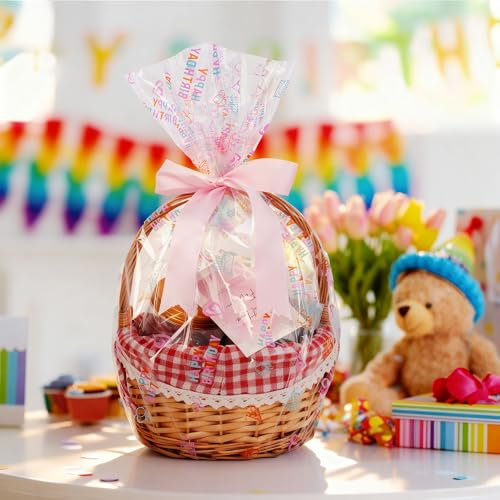Happy Birthday Cellophane Wrap Roll (Birthday 35in Wide x 100ft Long)