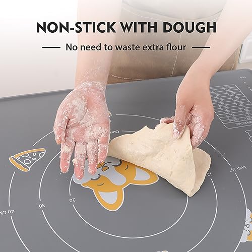 Silicone Baking Mat Sheet and Pastry Dough Cutter (Gray / 32"L x 24"W)