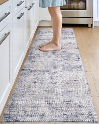 Kitchen Floor Mats Cushioned Anti Fatigue Runner Rug 23x86 Blue (Blue / 86"L x 23"W x 0.4"Th)