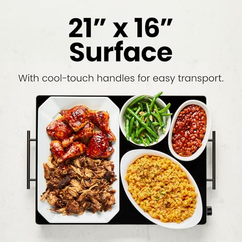 Electric Warming Tray with Adjustable Temperature Control (Black)