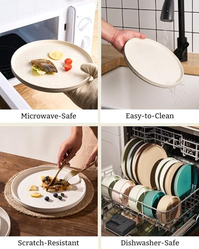 Stoneware Dinnerware Sets for 8 (Oat White / Service for 8)