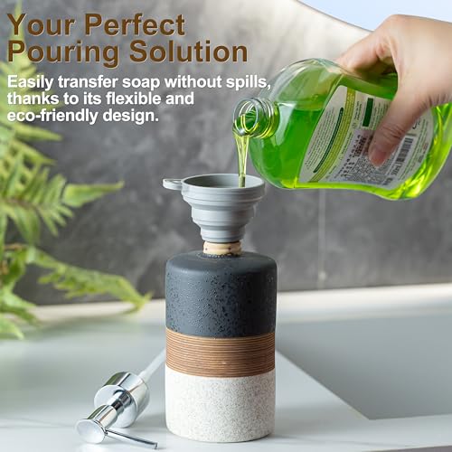 Ceramic Dish Soap Dispenser for Kitchen (Black and White / 1xSoap Dispenser)