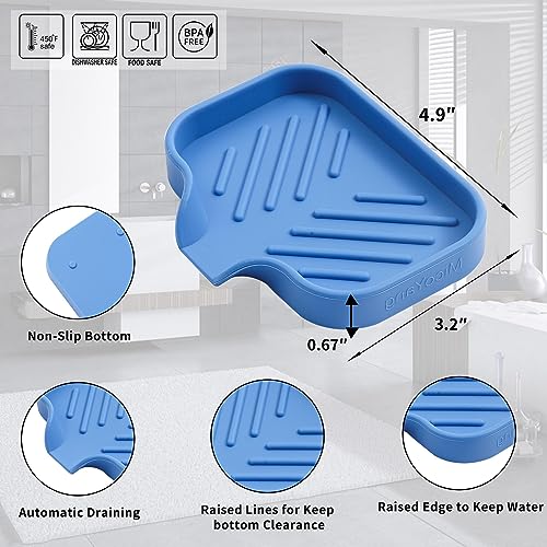 Silicone Soap Dish with Drain Spout (Lichen Blue / S(4.9"×3.2"))