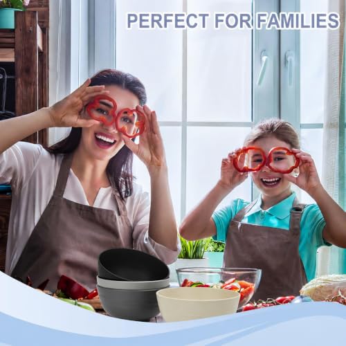 Wheat Straw Bowls Set 8 PCS (26 oz / Black & Gray)