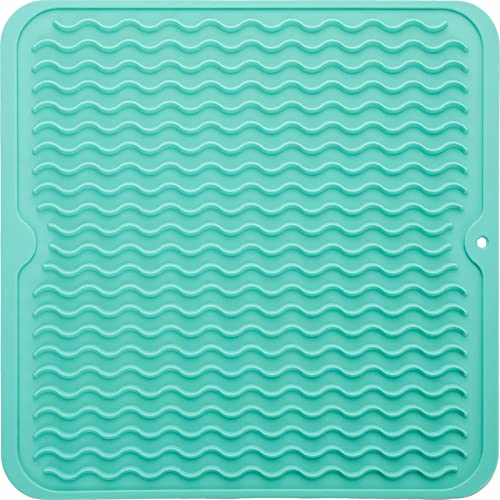 Silicone Dish Drying Mat for Multiple Usage (Mint / 12"L x 12"W)