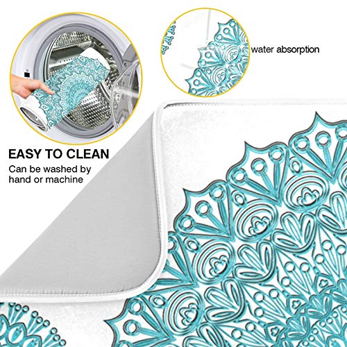 Super Absorbent Dish Drying Mat (Turquoise Mandala / 16" x 18")