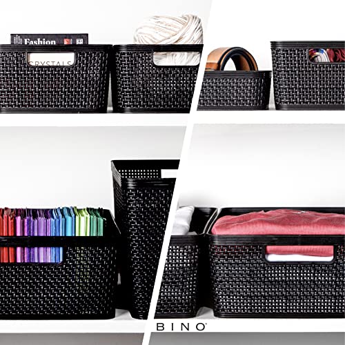 Woven Plastic Basket (Black / 3PK- L)