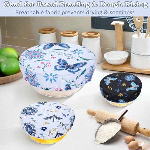 5Pcs Reusable Beeswax Elastic Bowl Covers for Bread Proofing and Food Cover (Butterfly)
