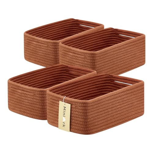 Small Storage Baskets for Organizing (4pcs-L13xW8.5xH5.1" / Oxide Red)