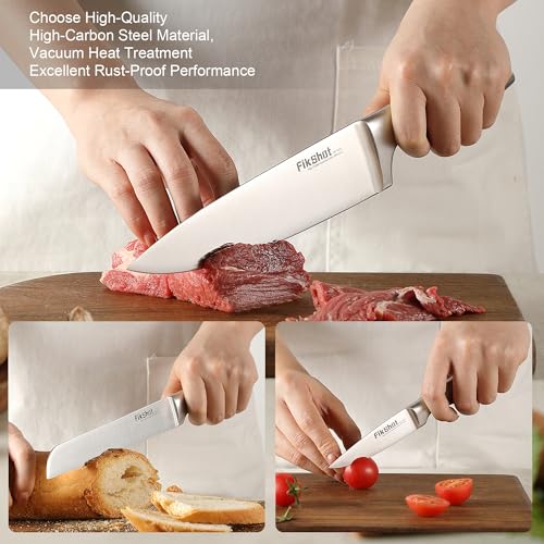 14 Pieces Knife Block Set German Stainless Steel with Sharpener (Silver + Walnut)