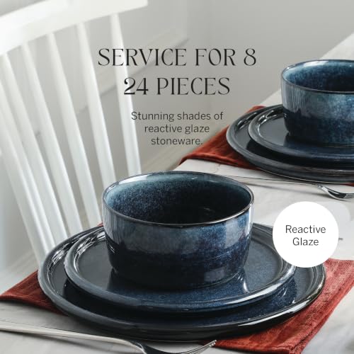 Eden 24 Piece Dinnerware Set Stoneware (Dark Blue / 24-Piece - Service for 8)