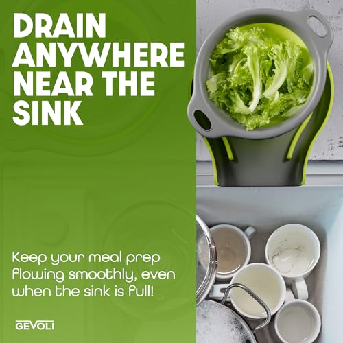 3 Pack Collapsible Colanders with Self (Green)