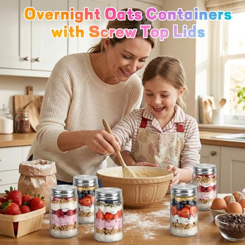 8 oz Small Glass Coffee Jars Spice Jar Round Storage Canister with Wooden Lid Clear Glass Food Jar for Pantry Sugar Tea Coffee Bean Spice Nuts Cookies Bath Salts (8oz/250ml-6pcs-B)