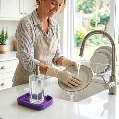 Silicone Soap Dish with Drain Spout (Purple / S(4.9"×3.2"))