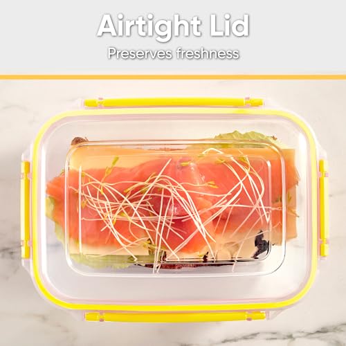 Plastic Food Storage Containers with Airtight Lids (80 oz / Yellow)
