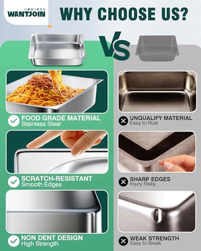 Stainless Steel Steam Table Hotel Pans Set 1 (4" Deep / 1/1 Size Thickened)