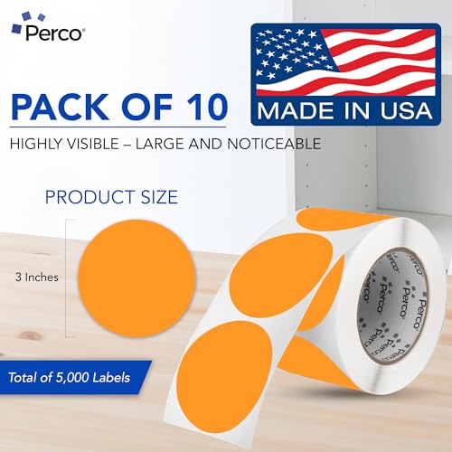 Neon Orange Perforated Round Circle Dot Sticker 3 (Neon Orange / 3 Inch)