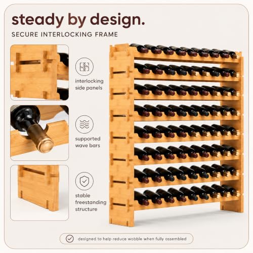 72 Bottle Wine Rack Stackable Bamboo Freestanding (72 Bottle)